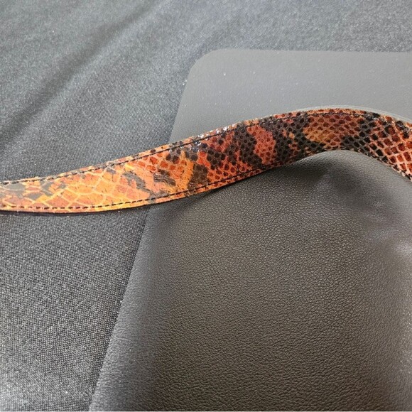 Vintage Laura Leigh Ltd. Y2K Orange Snakeskin Print Leather Shoulder Bag - Picture 9 of 9